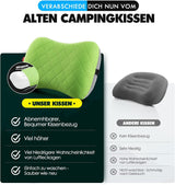HIKENTURE Cuscino gonfiabile da campeggio/viaggio con fodera rimovibile, cuscino ergonomico, comodo cuscino per il collo da viaggio/outdoor, cuscino gonfiabile per il collo da viaggio (verde)... Cuscini ortopedici cervicali Naty Shop