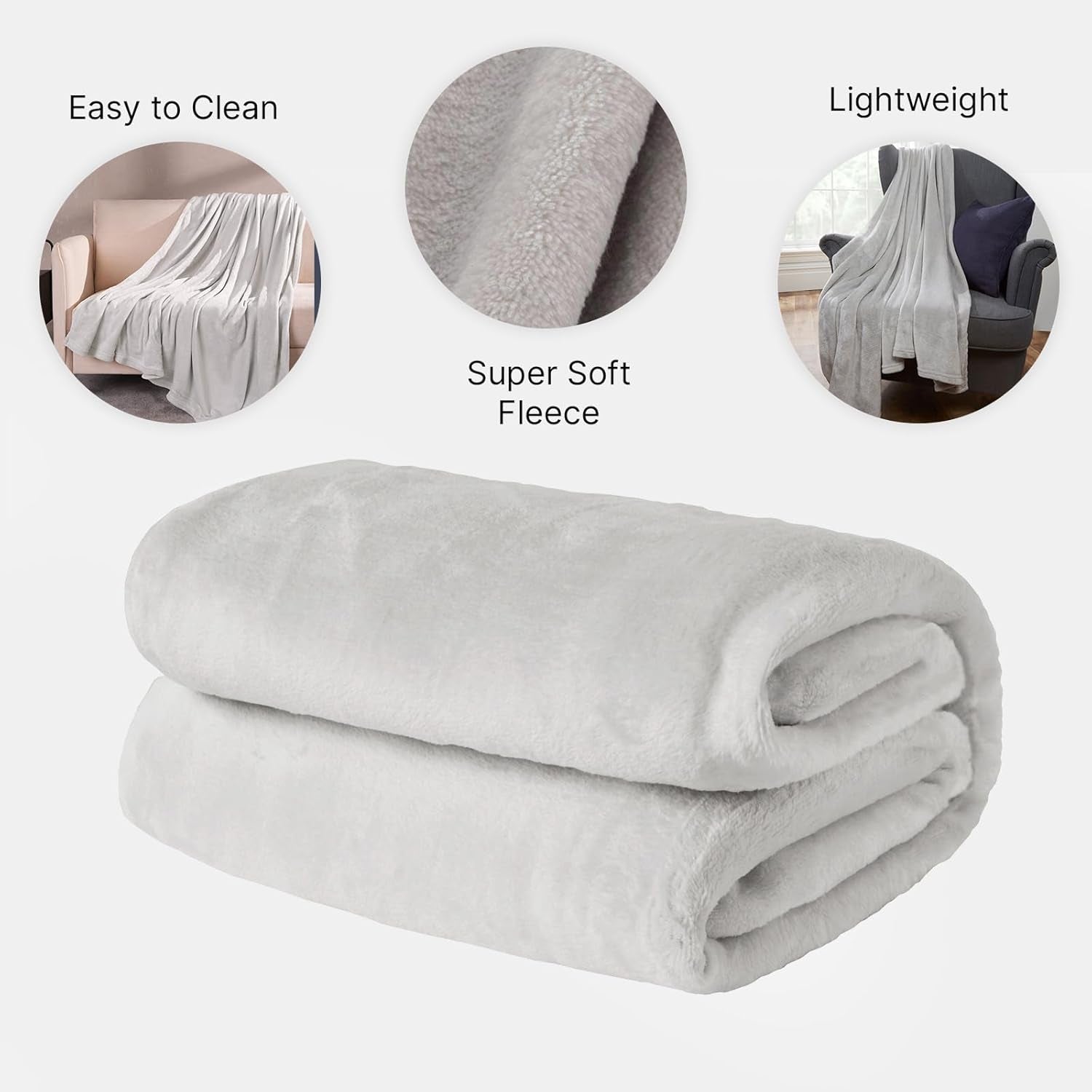Copriletto in pile ultra morbido Brentford, grigio argento, matrimoniale grande - Letti e coperte 150 x 200 cm Beuche den Brentfords-Store