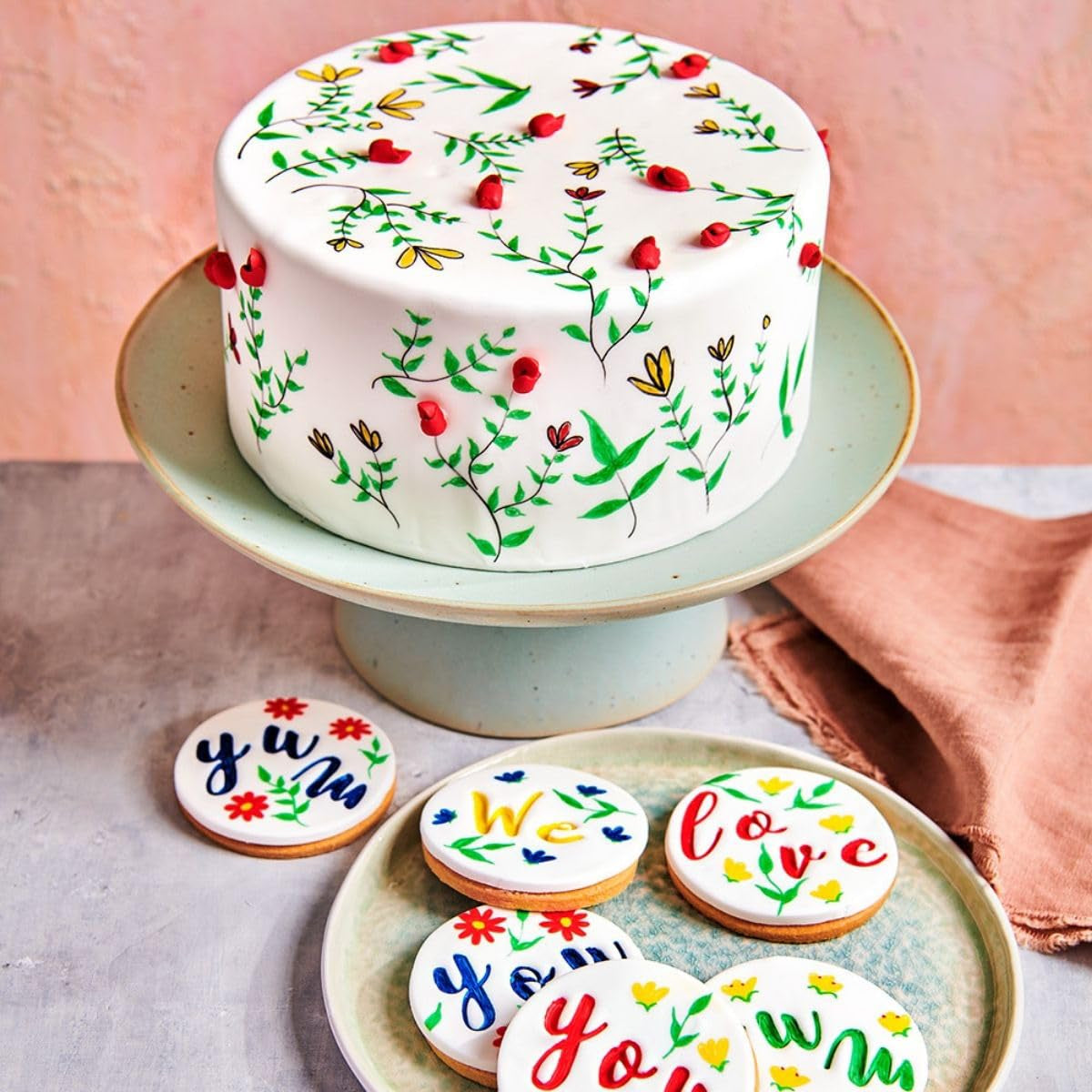 Funcakes Penne commestibili, Arancione: colorante alimentare, punta flessibile per linee spesse e sottili, penna commestibile per biscotti, torte, fondente e altro, ottima per la personalizzazione, certificata Halal