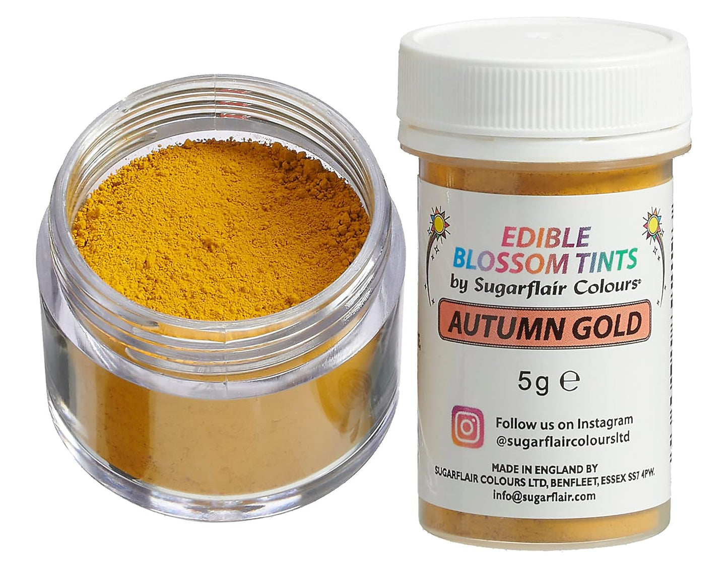 Sugarflair Blossom Tint Dust Autumn Gold Colorante alimentare in polvere - Colorante alimentare in polvere per decorazioni di torte, fondente, glassa, cioccolato, crema al burro, macarons e altro - 5G