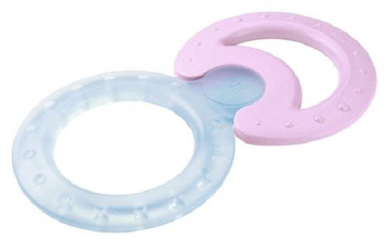 NUK Classic and Cool Set di anelli da dentizione in 2 pezzi per massaggio e raffreddamento, 1 set di colori assortiti senza BPA