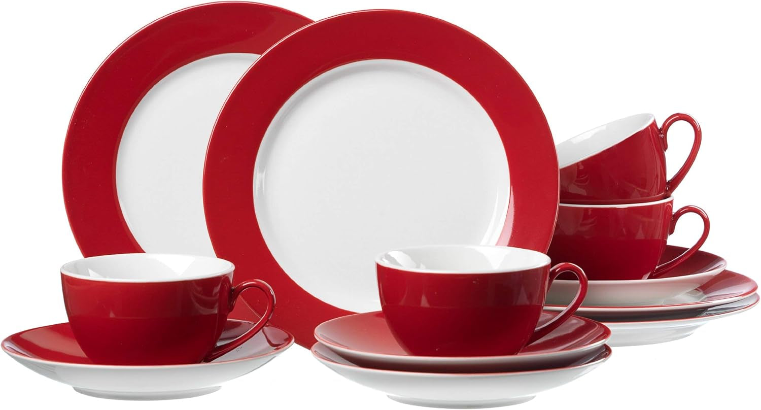 Ritzenhoff & Breker Doppio Servizio Caffè, 12 Pezzi, Porcellana, Rosso