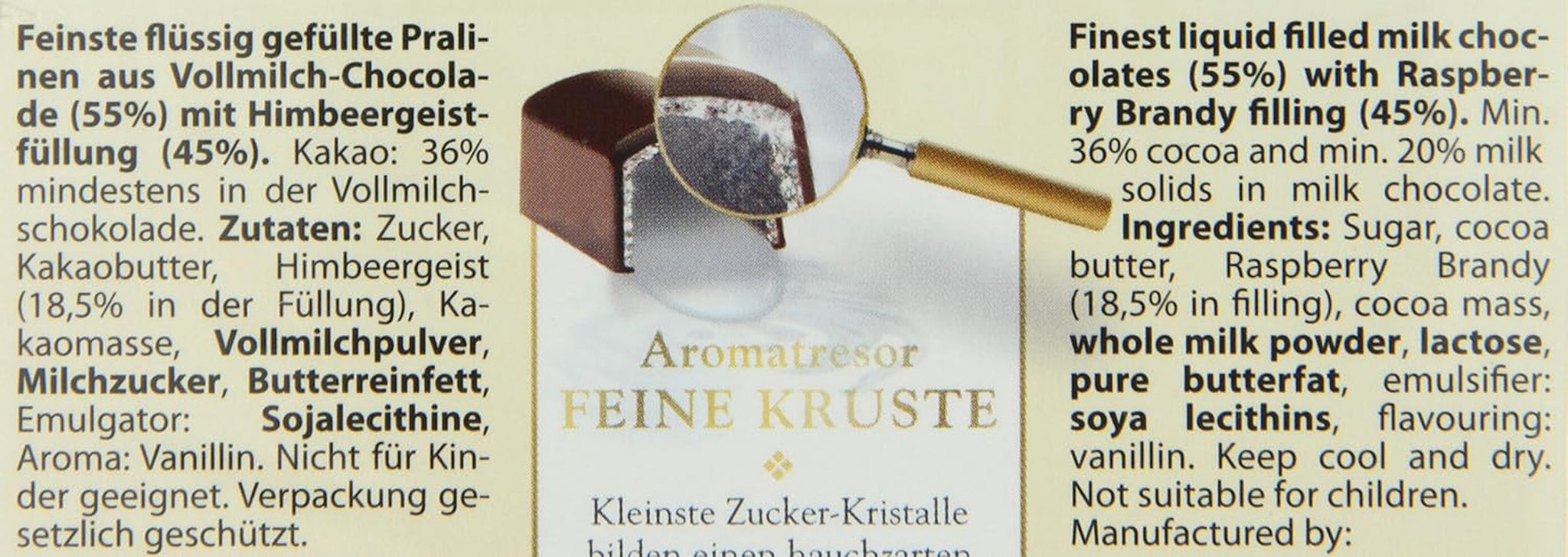Praline RCP Schladerer con acquavite di lamponi, cioccolato al latte, crosta di zucchero, ripieno liquido, contiene alcol, ottimo regalo, 2 x 127 g