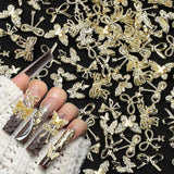 50 Pezzi 3D Fiocco Oro Charms Per Unghie Farfalla Nail Art Charms Legierung Bogen Nagel Charms Nägel Zubehör Schleife Nagelschmuck Metall Schleifen Schmetterling Nageldesign Nagelanhänger Nailart Strasssteine
