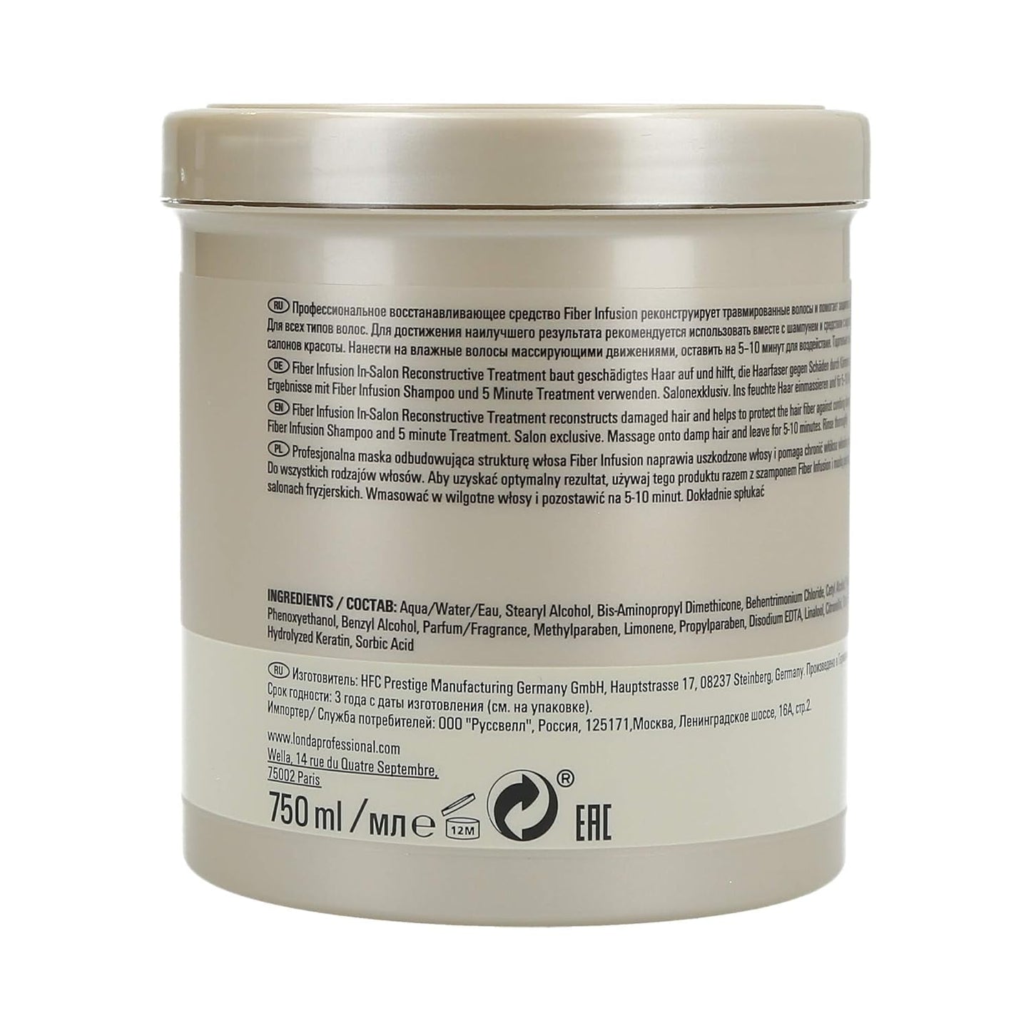 Maschera per infusione di fibre, inodore, 750 ml Maschera per capelli Naty Shop