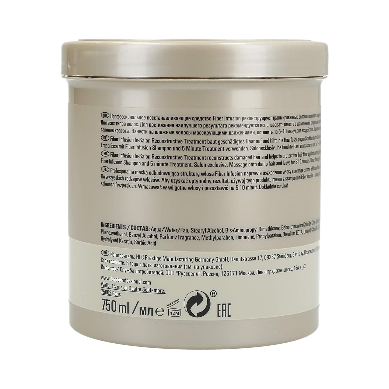 Maschera per infusione di fibre, inodore, 750 ml Maschera per capelli Naty Shop