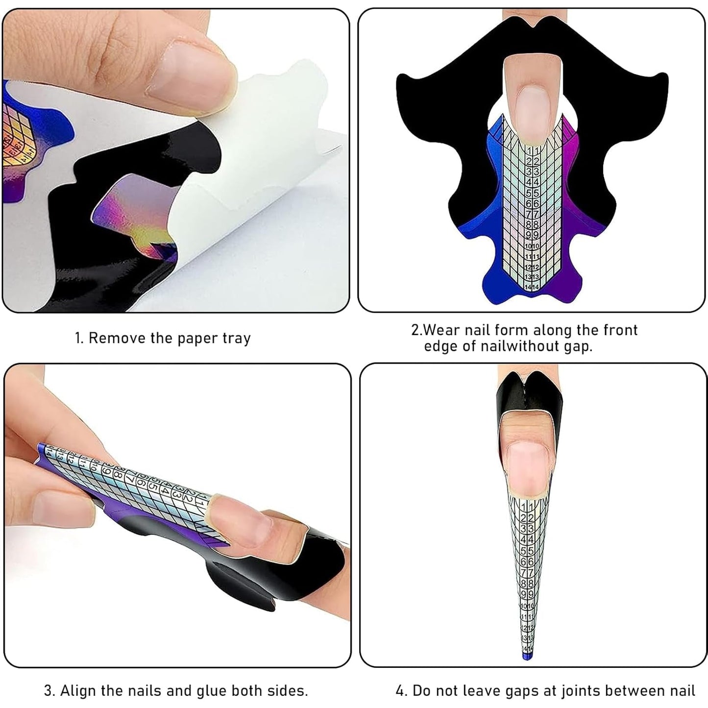 100 Pezzi Modelli per Nail Art Modelli per Modellare Autoadesivi con 4 Fogli Cuscinetti per Unghie Adesivi Trasparenti e 3 Lime per Unghie Accessori per Estensione Unghie in Gel per Unghie Artificiali
