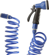 Set tubo spiralato TATAY 10 m con accessori in plastica con protezione UV, ideale per terrazze e piccoli giardini.
