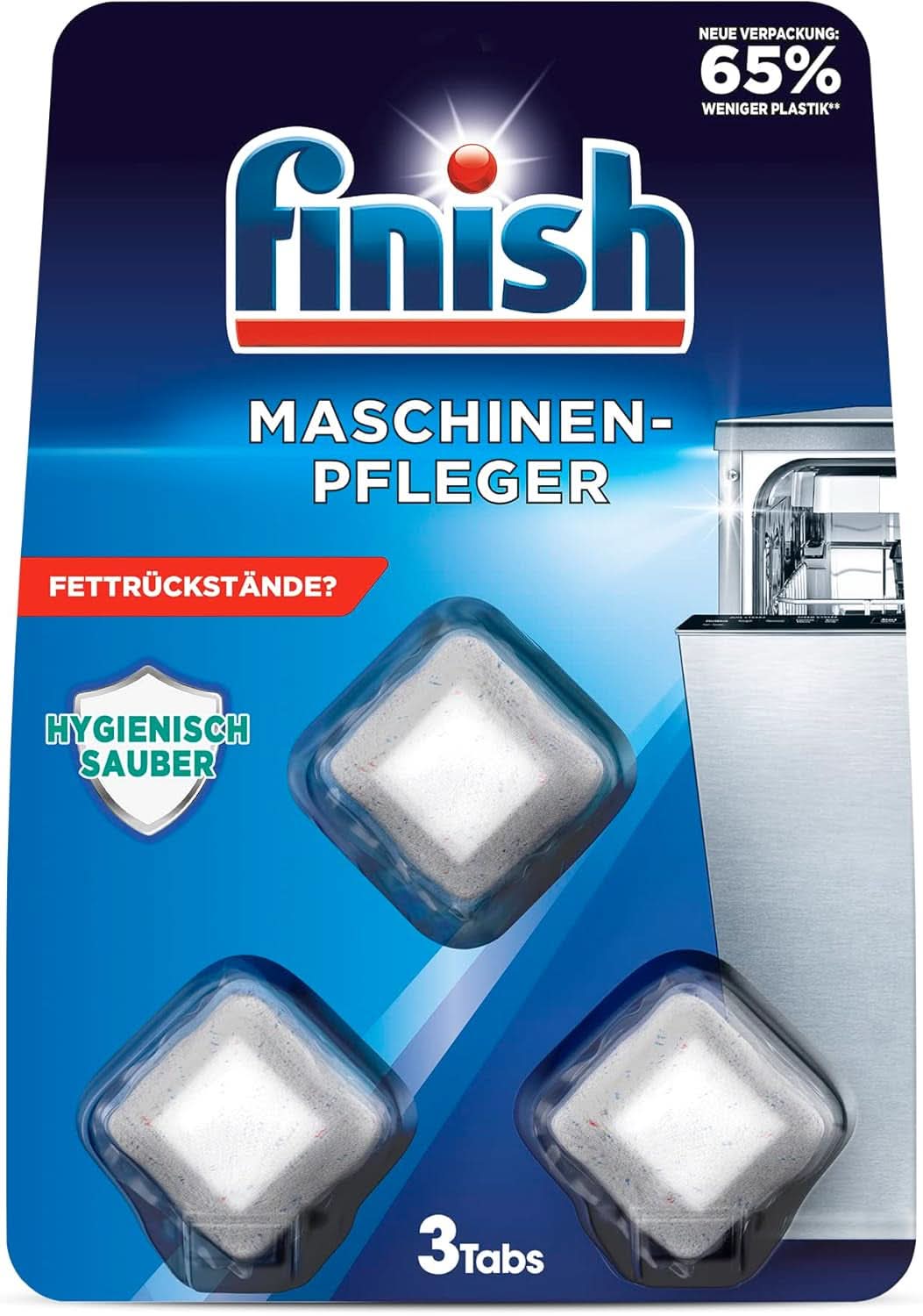 Finish Machine Cleaner Tabs - Pastiglie Lavastoviglie contro sporco e grasso all'interno della lavastoviglie, 3 pastiglie Naty Shop Set 3 pastiglie