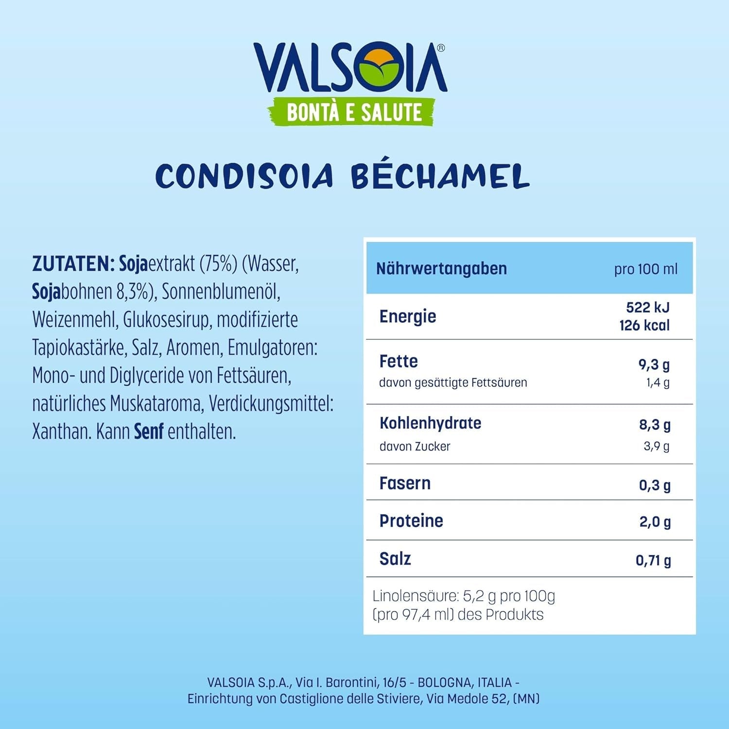 Balsamo per besciamella, Besciamella senza lattosio, Versatile in cucina, Ideale per vegani e vegetariani, 6 x 200 ml