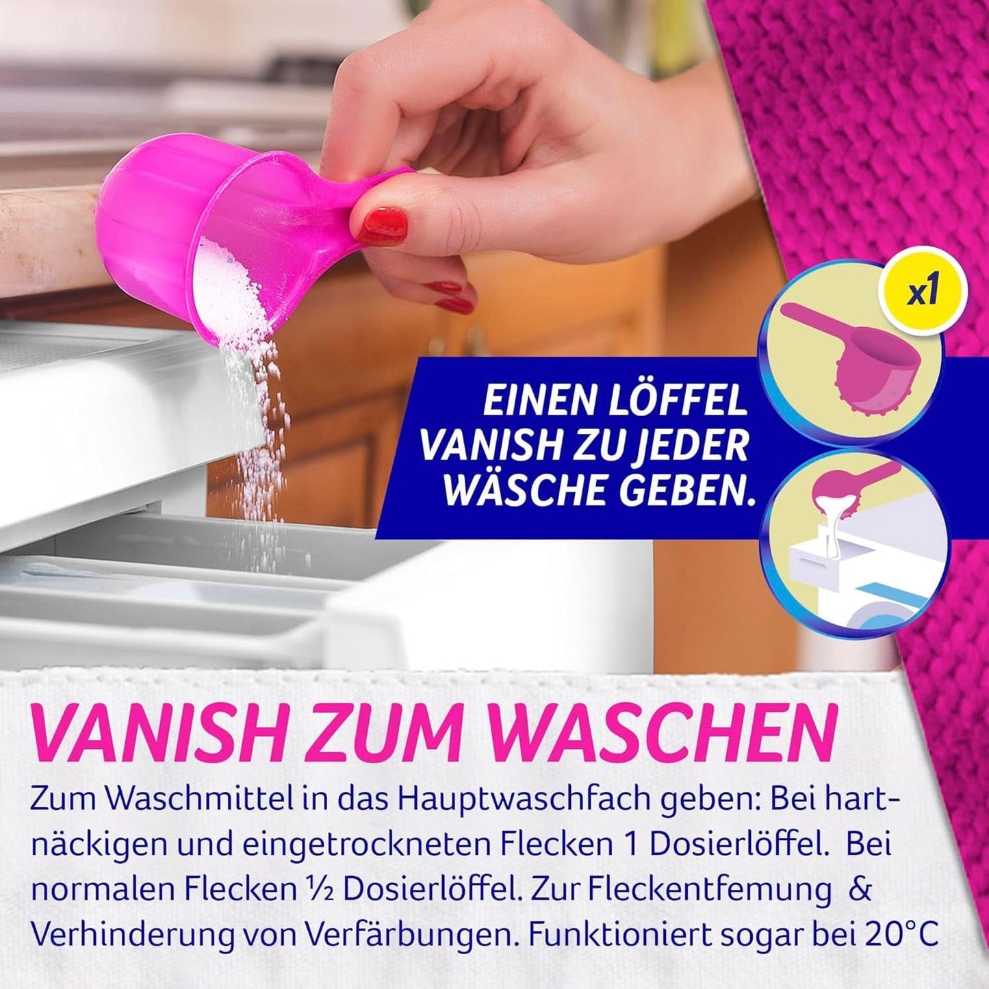 Vanish Oxi Action Powder Pink - 1.125 Kg - polvere smacchiante e migliorativa senza cloro - per bucato colorato Detersivi Bucato Naty Shop