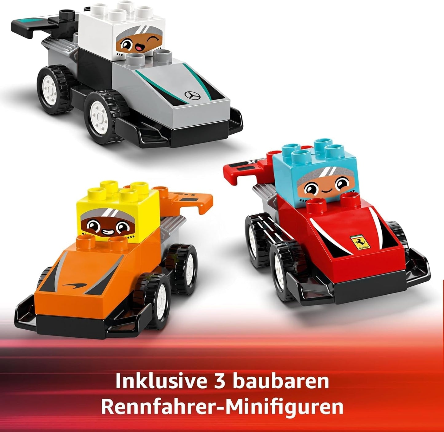 Auto da corsa del team F1 LEGO DUPLO Town con piloti, giocattolo da costruzione per tutta la famiglia, esperienza di gioco fantasiosa, regalo di compleanno per bambini, ragazzi e ragazze a partire da 2 anni 10445 Set da costruzione Besuche den LEGO-Store