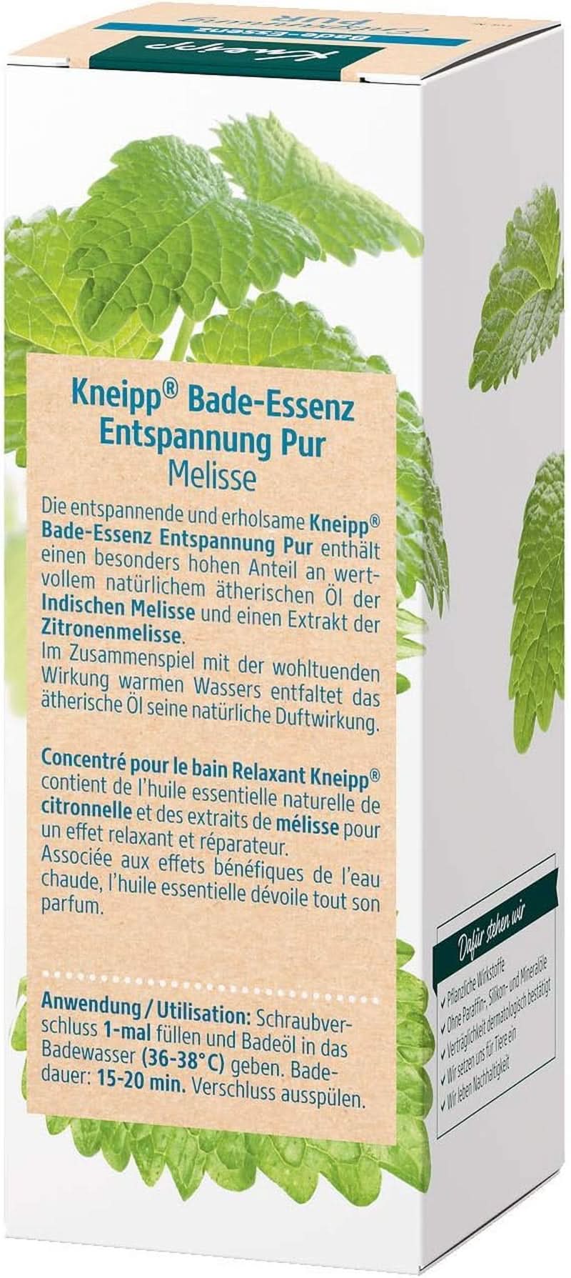 Kneipp Bade, olio da bagno con olio essenziale naturale di melissa indiana ed estratto di melissa, 100 ml Naty Shop