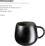 MÄSER Carellia set da colazione da 12 pezzi - ceramica dal Portogallo - smalto reattivo - 4 piatti da dessert 23 cm, 4 ciotole 15 cm, 4 tazze da caffè 430 ml - lavabili in lavastoviglie e microonde, grigio