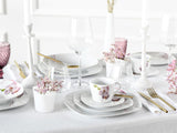 CreaTable, 24024, serie Square Orchid, set di stoviglie da 18 pezzi per 6, servizio da caffè in porcellana, lavabile in lavastoviglie e adatto al microonde, produzione di qualità