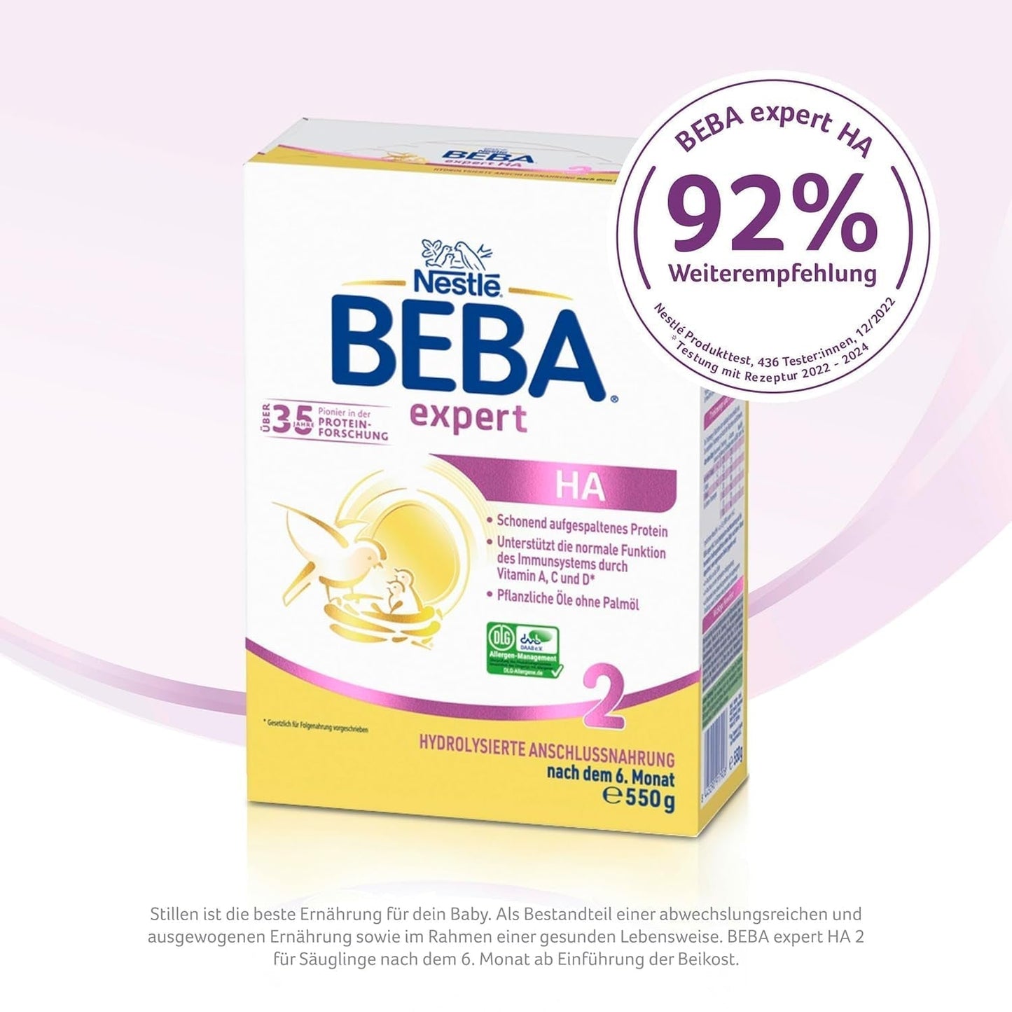 BEBA Expert HA 2 Latte di proseguimento dopo 6 mesi, omogeneizzato con proteine ​​idrolizzate, solo lattosio, senza olio di palma, confezione da 6 (6 x 550 g) Naty Shop
