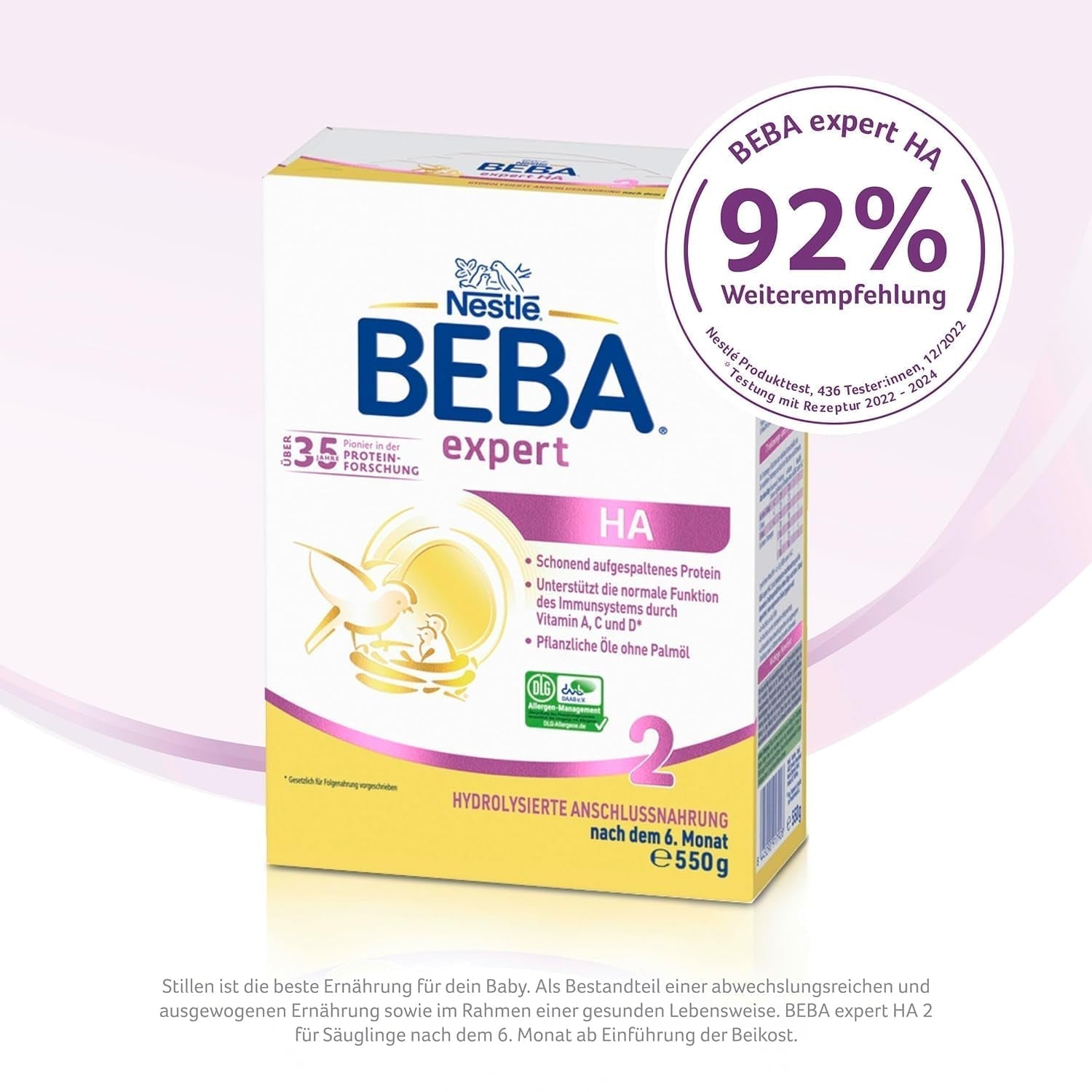 BEBA Expert HA 2 Latte di proseguimento dopo 6 mesi, omogeneizzato con proteine ​​idrolizzate, solo lattosio, senza olio di palma, confezione da 6 (6 x 550 g) Naty Shop