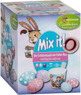 Heitmann Egg Dyes - Mix It Pastel - 3 coloranti liquidi per uova in rosa, turchese e viola, tazza, riso, stencil e guanti - Tintura facile per le uova