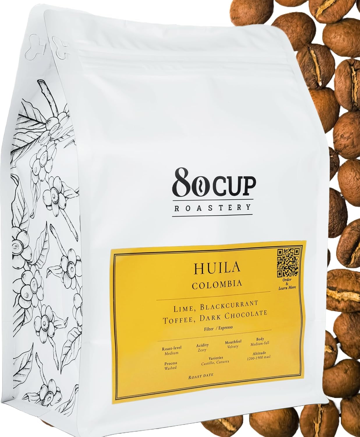 Tostato dopo l'ordine ~ Chicchi di caffè speciali più freschi | Torrefazione da 80 TAZZE | Colombia Huila, monorigine (1kg) Spezialitäten Kaffeebohnen, Frisch Geröstet