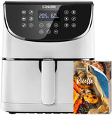COSORI Friggitrice ad Aria Calda Airfryer, Friggitrice ad Aria XXL 12 in 1 da 6,2 L, Friggitrice ad Aria Calda con Finestra di Visualizzazione e Promemoria di Mescolamento, 80 Ricette Elettrodomestici Naty Shop Bianco 5,5 L Premium