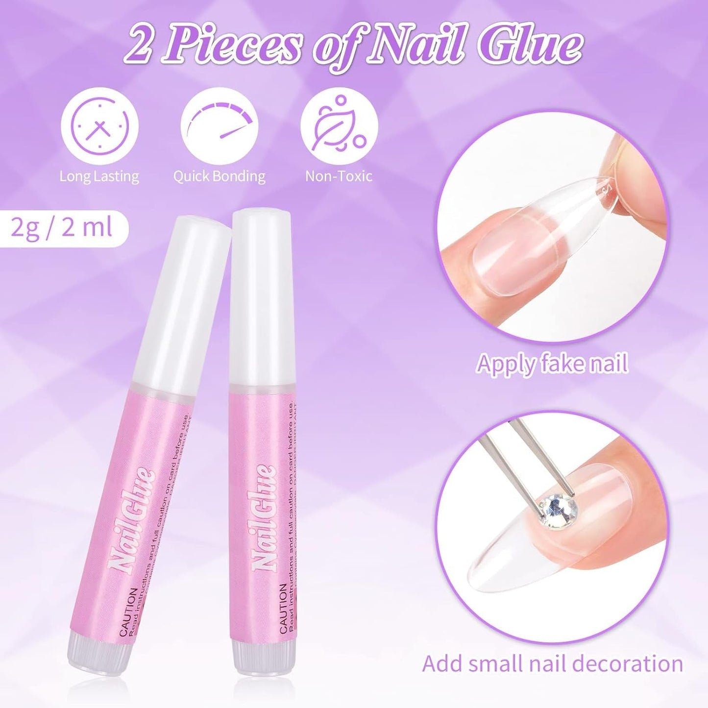 Becellen 500 punte per unghie artificiali, punte per unghie in gel morbido, copertura completa, punte per unghie in gel, unghie artificiali pre-lucidate, set di colla per nail art fai da te (mandorle)