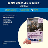 Bozita Pouch Nassfutter Häppchen in salsa con pollo - 12x85g Portionsbeutel getreidefreies & weizenfreies Futter für Katzen - Katzennassfutter für erwachsene Katzen mit 8.5% Protein & 4.5% Fettgehalt