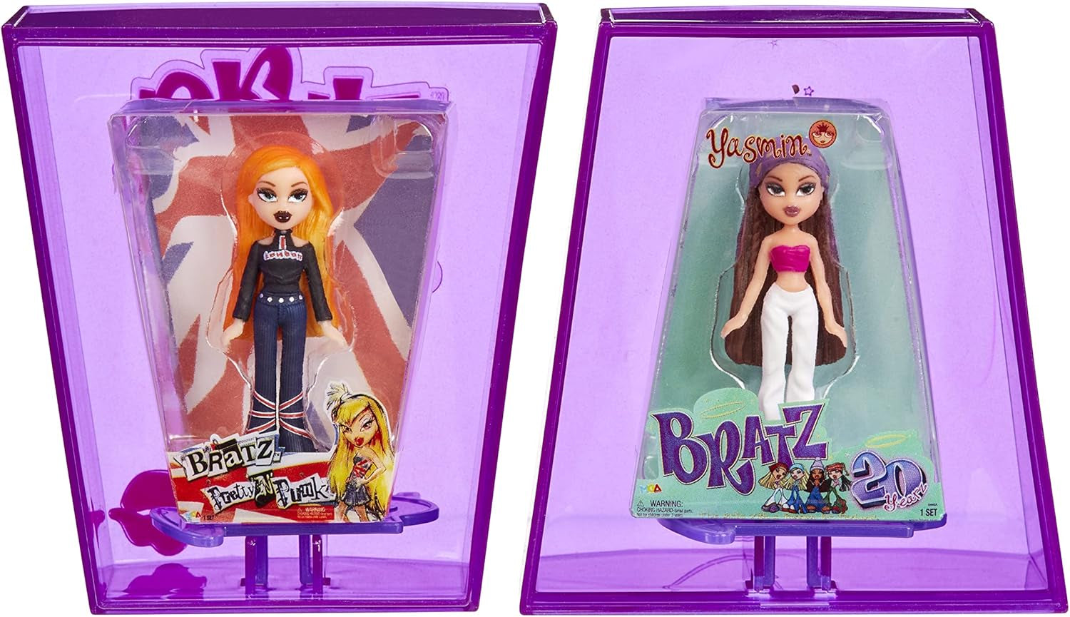 Bambole Bratz Miniverse MGA Y2K Nostalgia Flashback Minis in edizione limitata - PACCHETTO SORPRESA - 2 mini bambole Bratz e vetrina - Ottimo regalo per bambini e collezionisti 6+