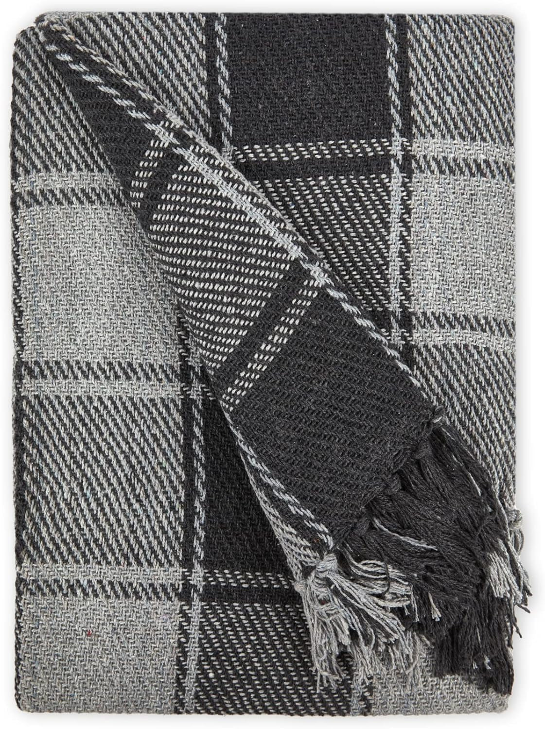 Plaid Frisco, Cotone riciclato, Tradizionale, Plaid, Per sedia, divano, divano, plaid, coperta, Antracite, 127 X 152 Cm Letti e coperte Emma Barclay