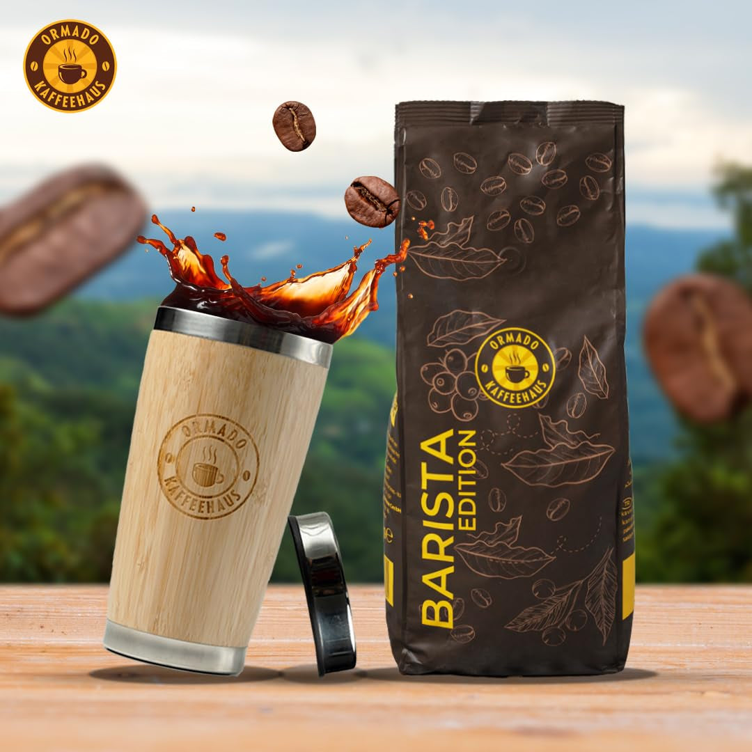 Ormado Coffee House, Capsule di caffè, Caffè in grani brevettato Kenya - Miscela Arabica e Robusta, Caffè in grani interi per macchine da caffè completamente automatiche, Chicchi tostati, Caffè corpo intero 1 kg, Completamente automatica