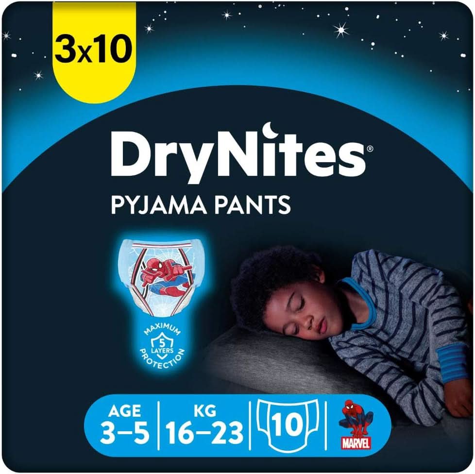 Pannolini notte HUGGIES Drynites, per ragazzi 4-7 anni (17-30 Kg), 30 pezzi Naty Shop 30 pezzi 3 - 5 anni (16 - 23 Kg)