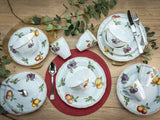 CreaTable, 16999, serie Flora ORCHARD, set di stoviglie da 16 pezzi per 4 persone, servizio combinato in porcellana, lavabile in lavastoviglie e adatto al microonde, prodotto in Europa