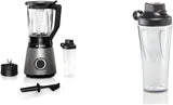 Robot da cucina Bosch Vitapower Serie 4 MMB6174SN, Verbesserte Version, Hochwertige Edelstahl-Klingen, 1,5L Glass Behälter, 0,6L To-Go-Flasche, Spülmaschinenfeste Teile, 30,000 U/Min, 1200 W, Silber Bucatarie Naty Shop Bundle Mit Flasche 0,6 L 2-in-1, nuova garanzia automobilistica per 10 anni