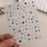 JMEOWIO 3D Nagelsticker Blumen Nail Art Sticker Selbstklebend Nagelaufkleber 5D Stereoscopico Frühling Sommer Blumen Dekoration Nageldesign Zubehör 4 Blatt