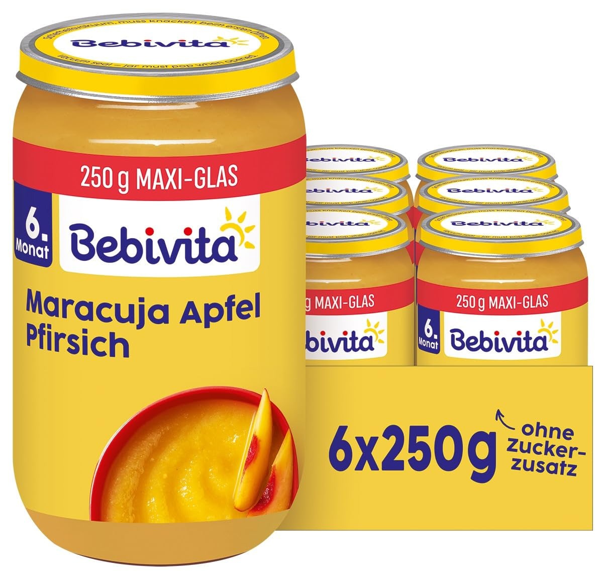 Pesche e frutto della passione in succo di mela, 250g, conf. da 6 (6x250g)