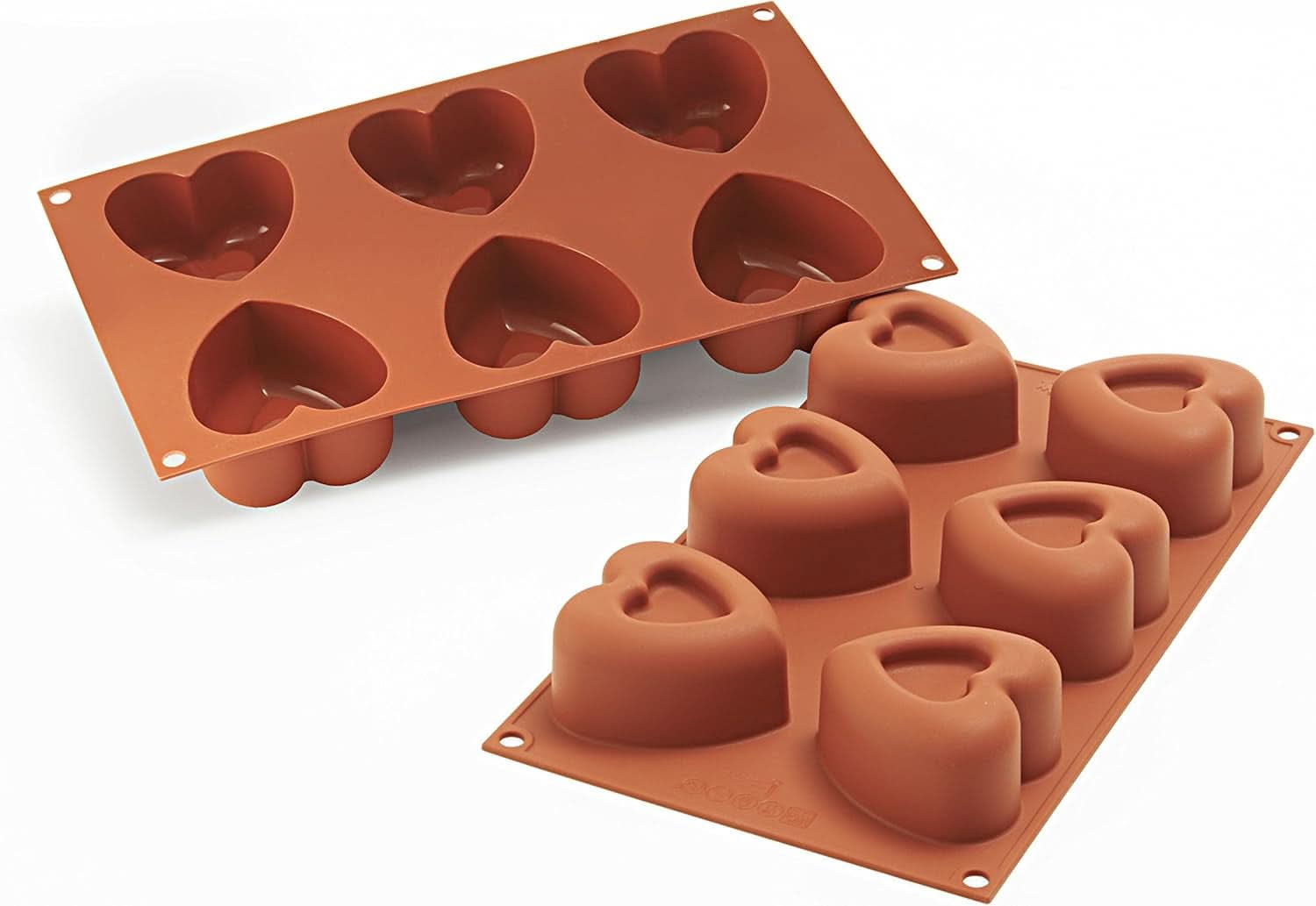 Silikomart 20.036.00.0060 SF 036, Kitchen Heart Naty Shop L (69,5 x 72 mm, profondità 39,5 mm. Volume: 6 x 125 ml) Sf124 Passion, 6 x cuori dentellati