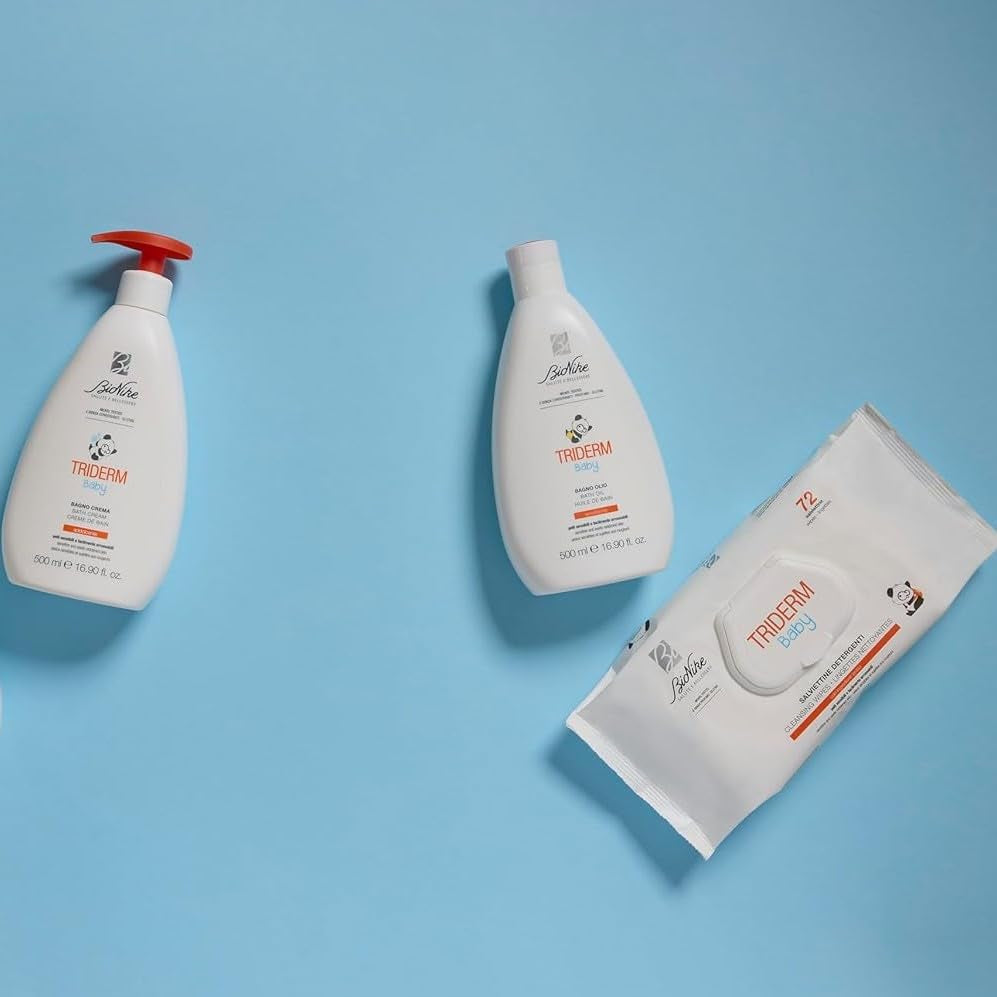 Bionike Triderm Baby Salviettine Umidificate per Pelli Secche e Sensibili Effetto Lenitivo e Rassodante Protegge e Idrata 72 Salviette