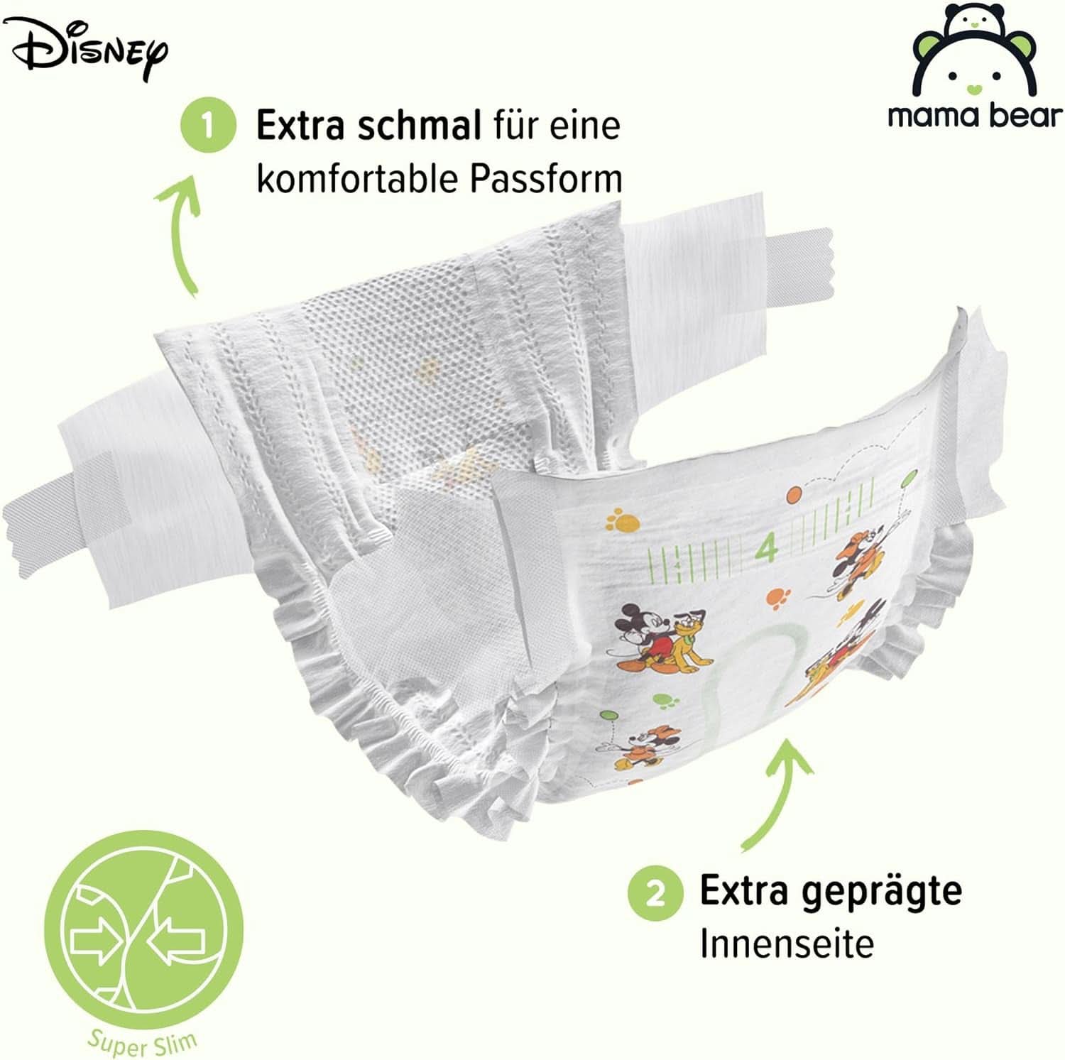 Pannolini Mama Bear Disney Ultra Dry taglia 4 (8-14 kg), bianco, 84 pezzi (1 confezione) Naty Shop