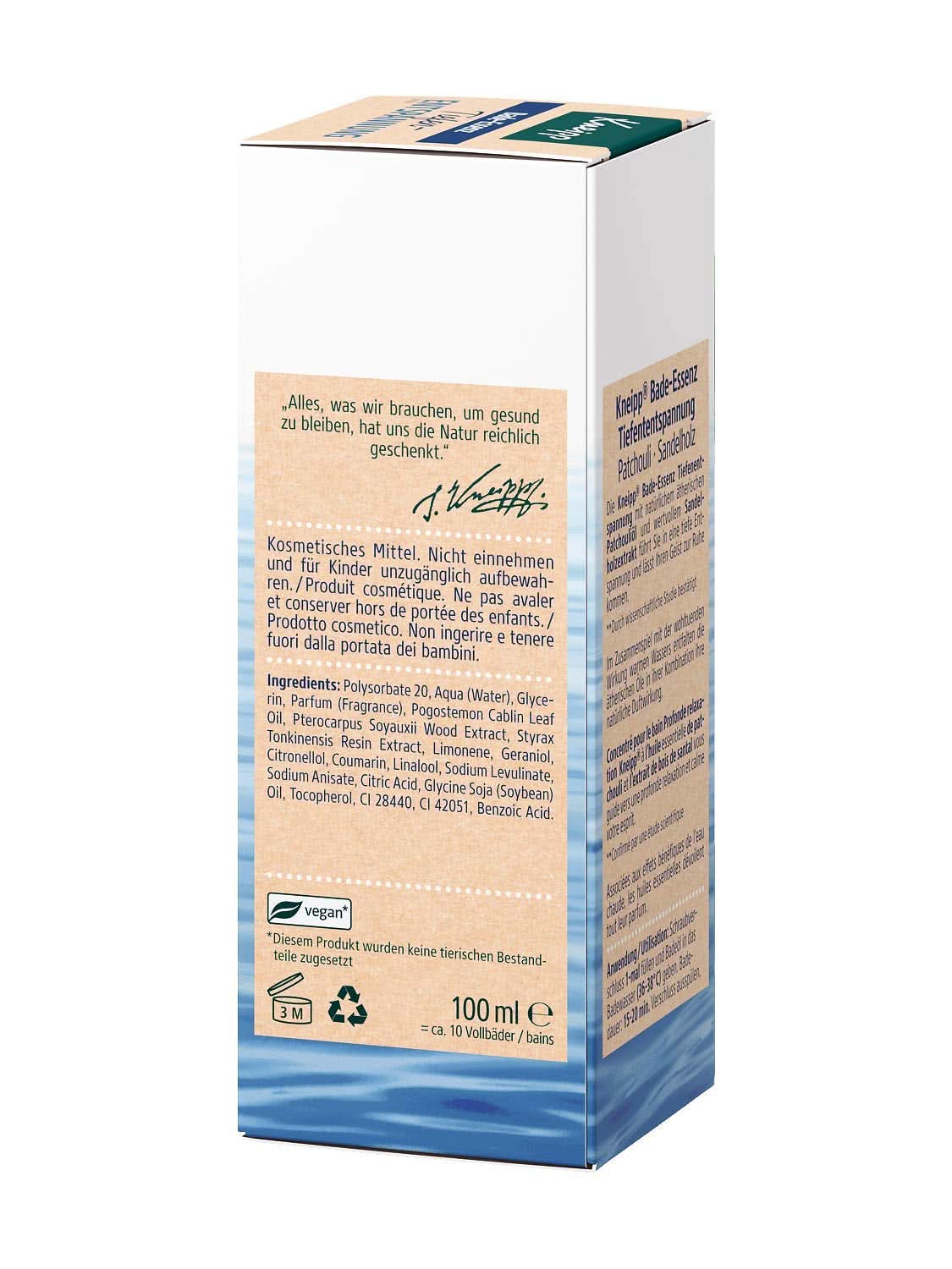 Kneipp, olio da bagno con olio essenziale naturale di patchouli ed estratto di sandalo per un rilassamento profondo e calmante, 100ml Naty Shop