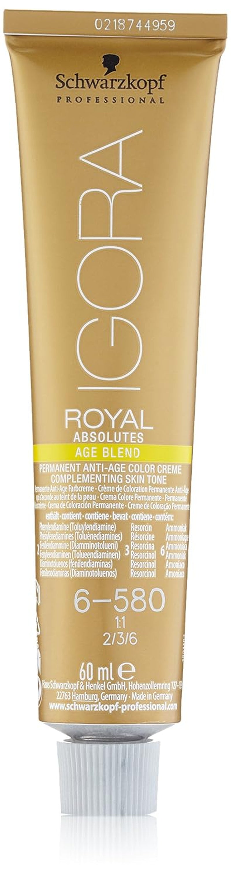 Tintura per capelli Igora Royal Absolute Age Blend, 7-560 Biondo medio cioccolato dorato, 60 ml Naty Shop Tintura per capelli 6-850 Biondo scuro Rosso dorato 60 ml (1 confezione)