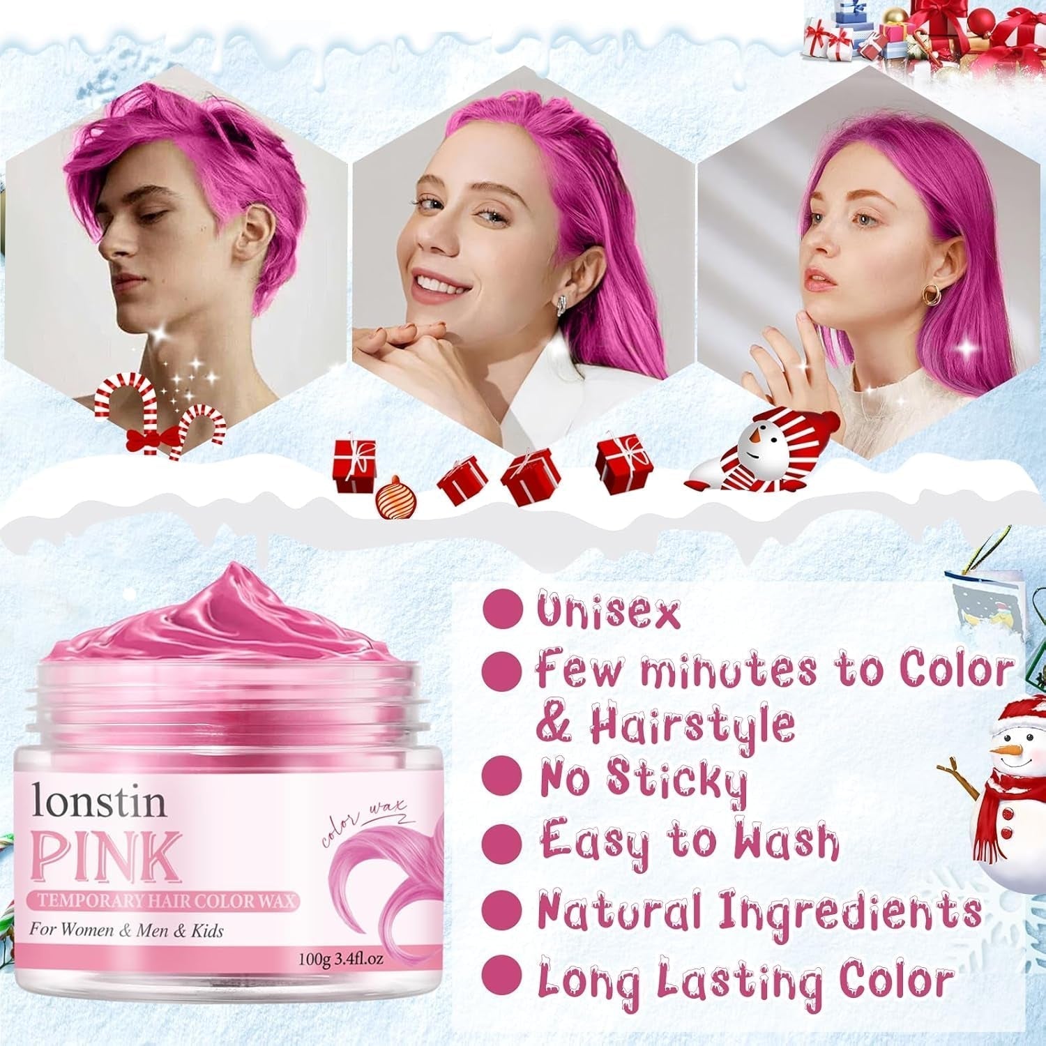 Lavabile Rosa Tintura Per Capelli Temporanea Cera Per Capelli Temporanea Colore Naturale Acconciatura Pomata Tintura Per Capelli Lavabile Per Uomini Donne Festa Cosplay Halloween Natale Tinture Per Capelli Naty Shop