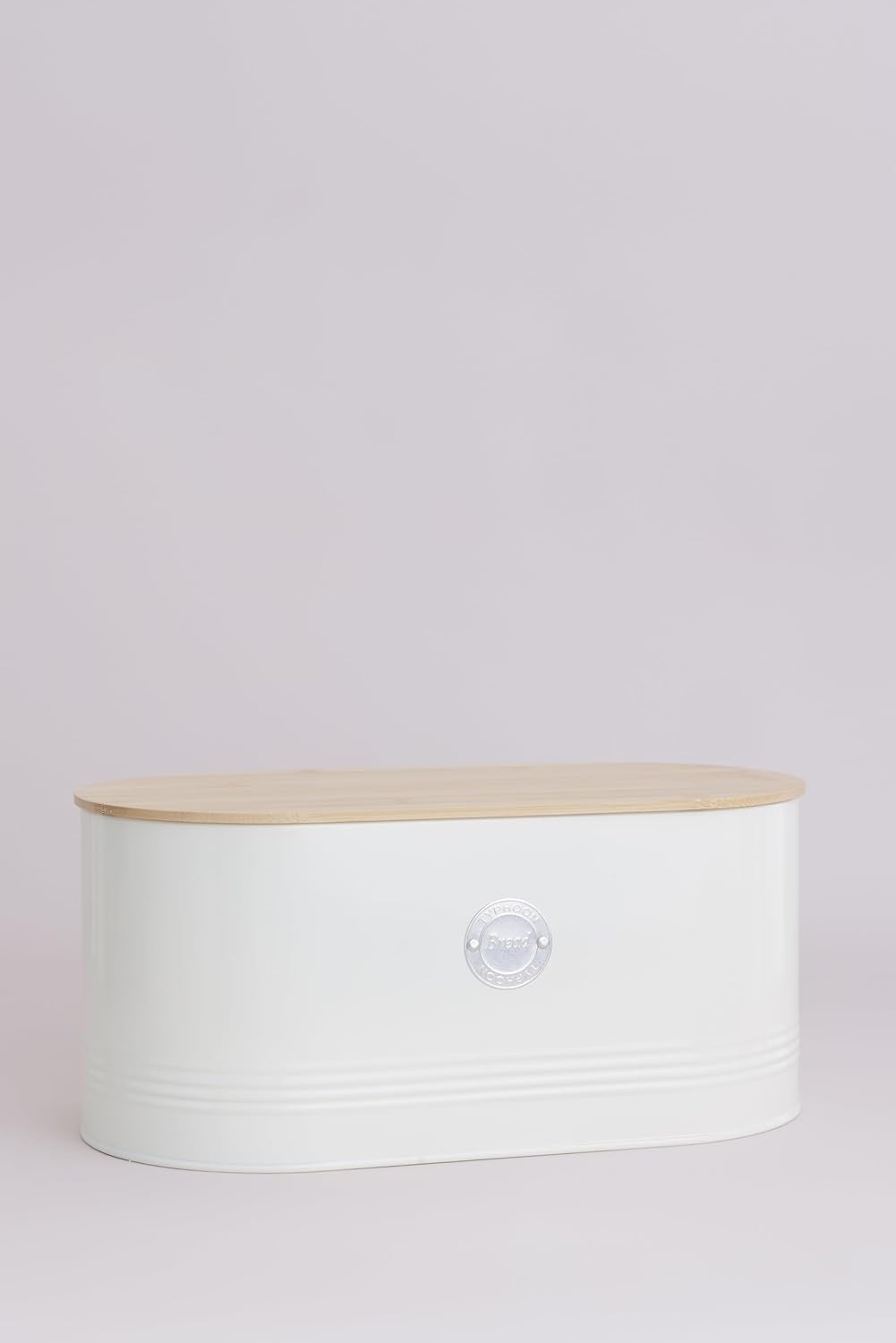 , Cestino per il pane in acciaio inox "Living", colore crema, con coperchio in bambù, crema Contenitori per alimenti Naty Shop