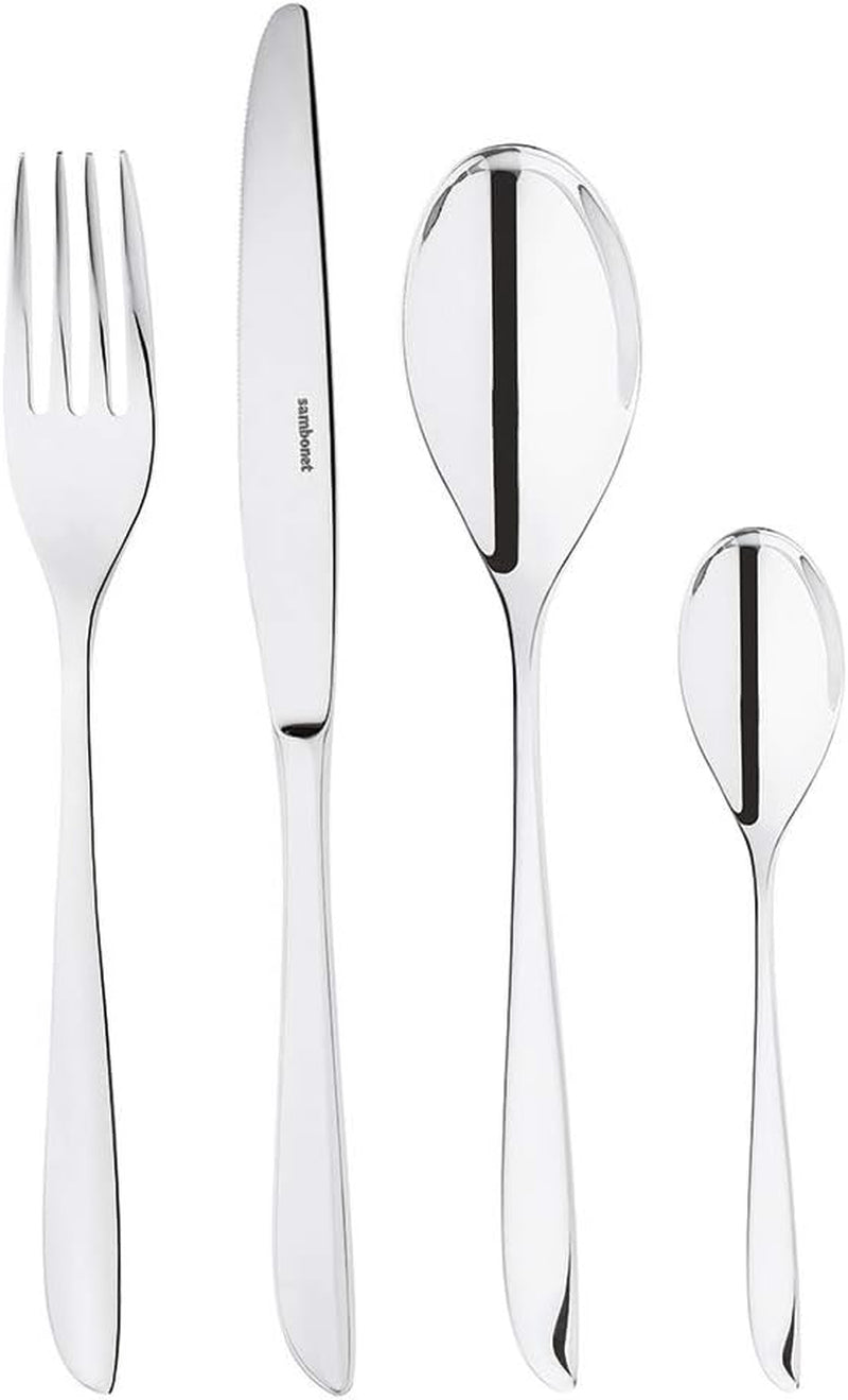 Sambonet 52163-81 Leaf - Servizio Posate Monoblocco in Acciaio Inox 18/10 Naty Shop Set 6 Persone - 24 Pezzi