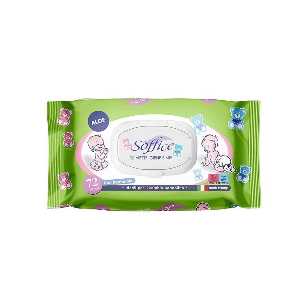 Salviette detergenti con aloe vera per bambini, 72 pezzi