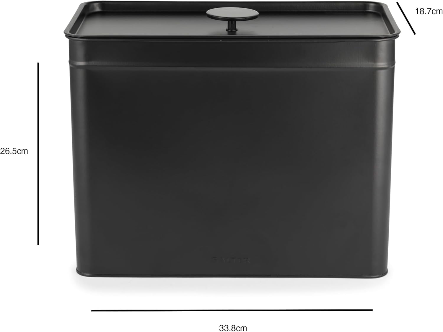 Salter BW12614EU7 Set contenitori Kuro - 4 contenitori da cucina Scatole organizer quadrate per pane/tè/caffè/zucchero, facili da pulire, per conservare gli alimenti freschi Scatole nere per alimenti Naty Shop