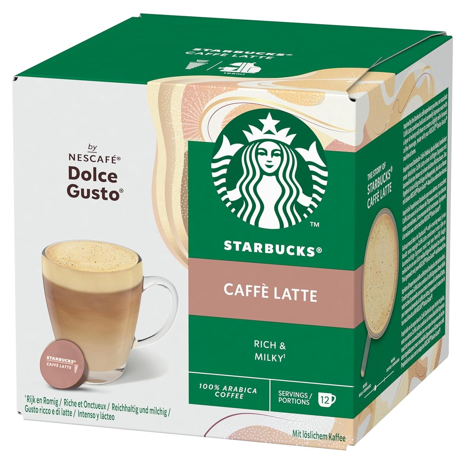STARBUCKS Caffè Latte di Nescafé Dolce Gusto Kaffeekapseln 6 x 12 (72 Kapseln)