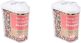 contenitore per alimenti secchi, coperchio dosatore regolabile in continuo, plastica, 500 ml, 8 x 4,5 x 15 cm, Paola, bianco Naty Shop contenitori per alimenti 500 ml (confezione da 2)