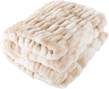 Lavish Home Coperta Gerüschte Oversize in Pelliccia Sintetica, 152,4 X 203,2 Cm, Pelliccia Sintetica Jacquard, Copriletto Queen Size per Letti e Divani, Letti e Coperte Grigie Lavish Home Cream