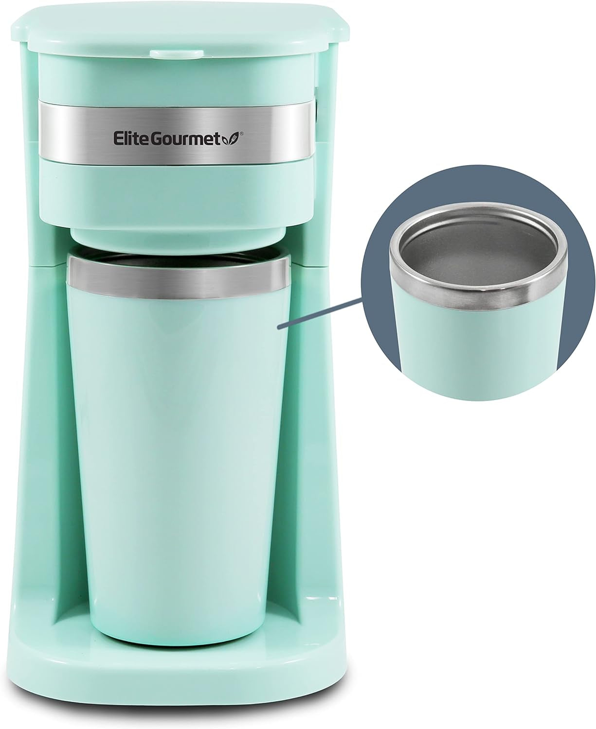 EHC113M# Macchina per caffè espresso compatta con filtro monodose con tazza termica da viaggio in acciaio inossidabile all'interno filtro riutilizzabile per caffè macinato verde menta 400 ml