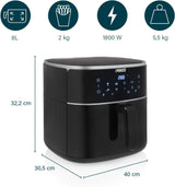 Friggitrice ad aria calda Princess Digital - Capacità vasca variabile - Massimo 8 litri - 6 programmi preimpostati Elettrodomestici Naty Shop