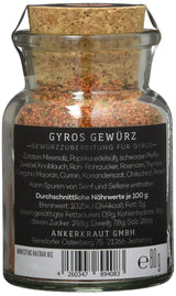 Ankerkraut Gyros, Gewürzmischung für Gyros, egal ob aus der Pfanne oder vom Grill, mit Zwiebel, Knoblauch, Maggiorana, Cumino, Pimento e altro, 80 g in Korkenglas